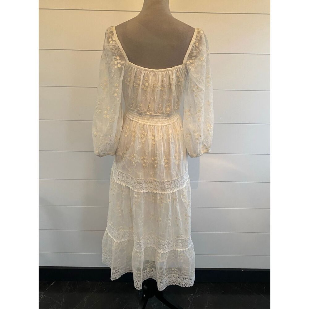 A Collective Story Peasant Boho Tiered Maxi Dress White size Small NWT - Picture 9 of 16